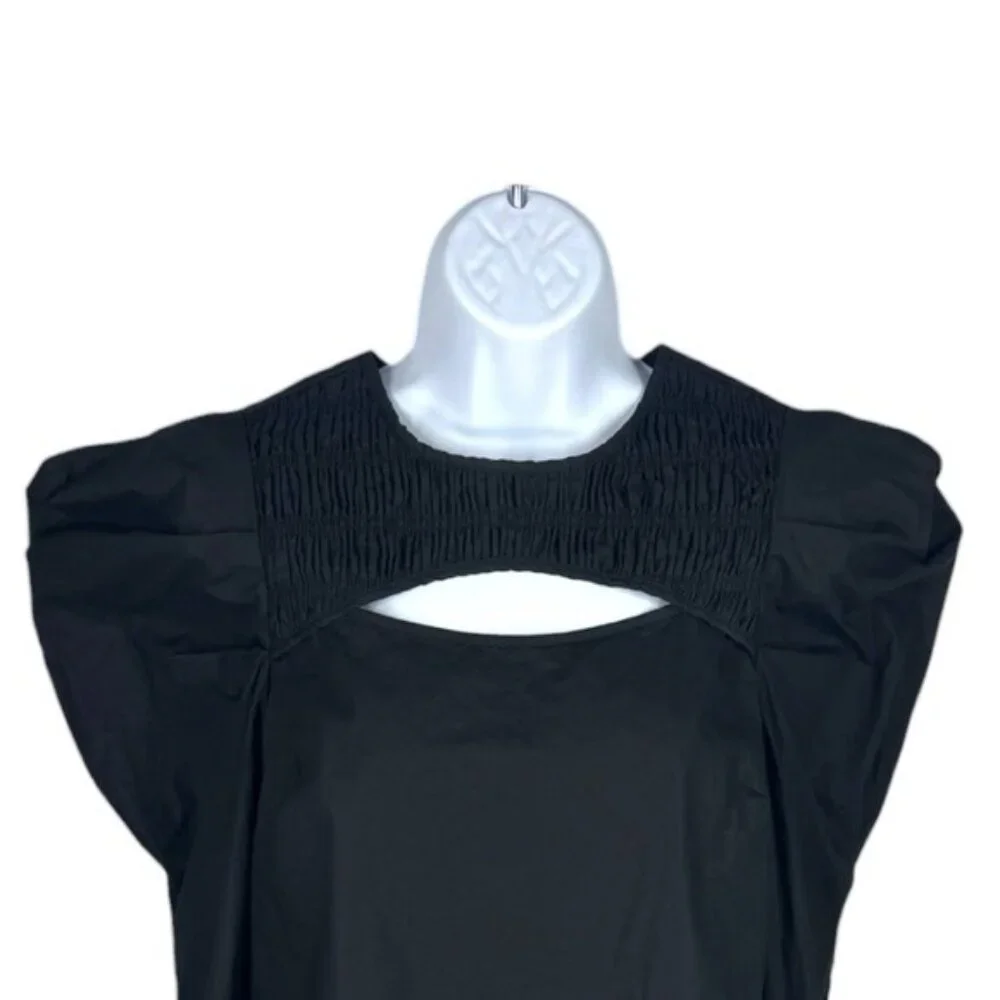 Tuckernuck Hyacinth House Black Keyhole Beckett Blouse XXL NWT Puff Sleeve Top